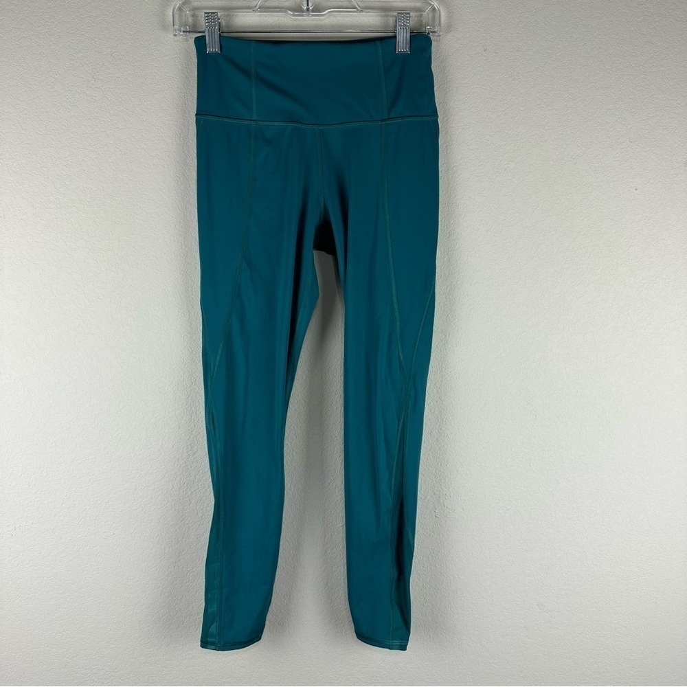 Athleta Teal Blue Lightning 7/8 Athletic Athleisure Tights Leggings Size XS